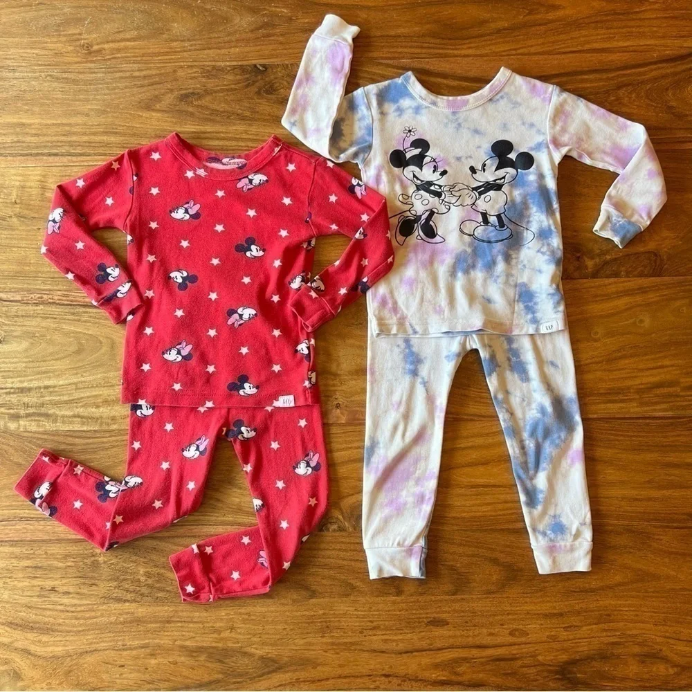 Disney x Gap Mickey Mouse Minnie Mouse Red w/ Stars & Tie Dye PJ Set x2 🐭